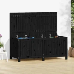 FinePRICE Säilytyslaatikko musta 76x42,5x54 cm, mänty