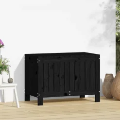 FinePRICE Säilytyslaatikko musta 76x42,5x54 cm, mänty