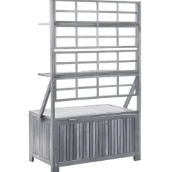 Outlet FinePRICE Säilytyslaatikko säleiköllä harmaa 99x55x160cm, akaasiapuu