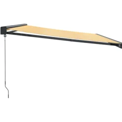 Outlet FinePRICE Sisäänkelattava markiisi keltavalkoinen 4,5x3 m kangas/alumiini