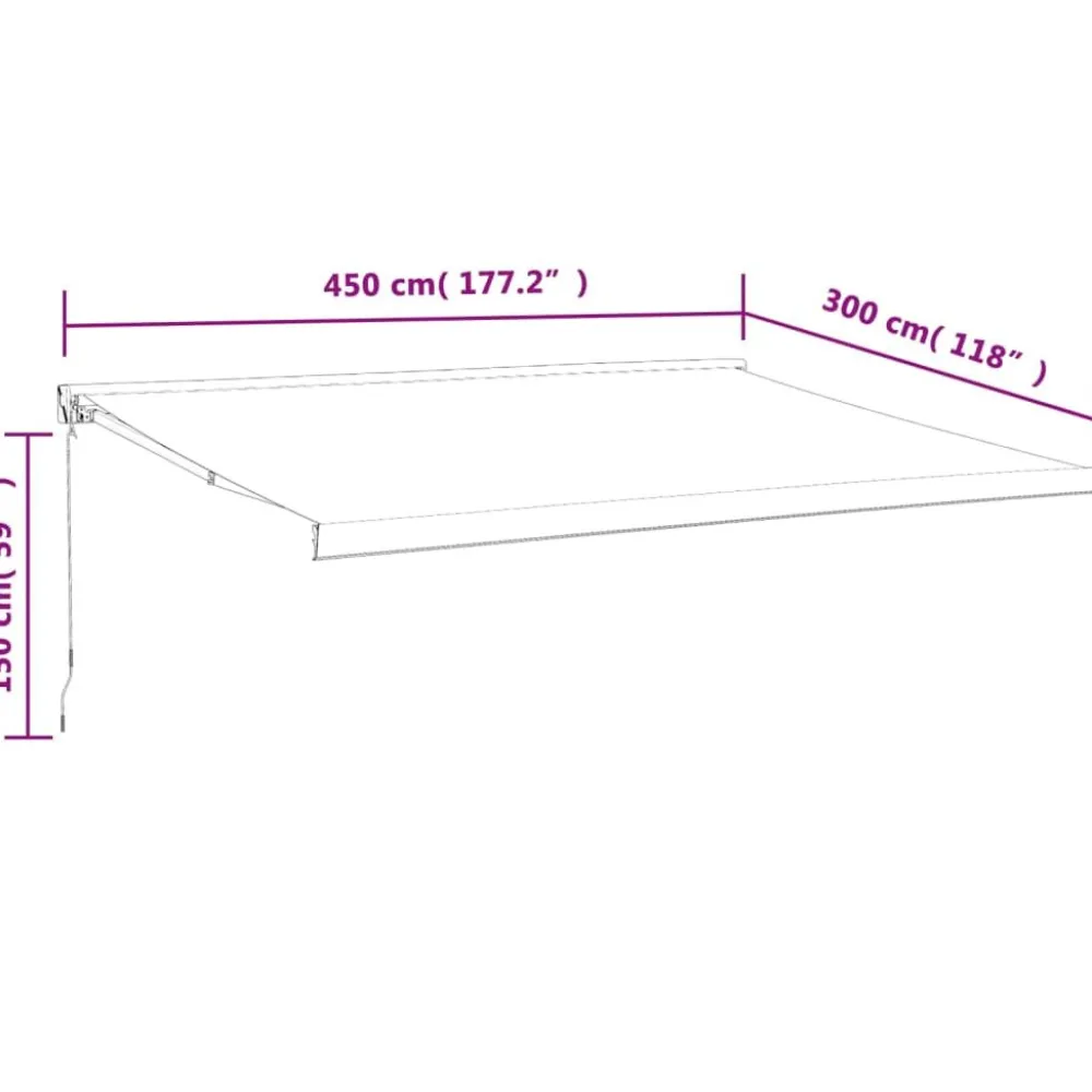 Outlet FinePRICE Sisäänkelattava markiisi keltavalkoinen 4,5x3 m kangas/alumiini
