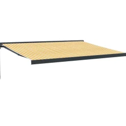 Outlet FinePRICE Sisäänkelattava markiisi keltavalkoinen 4,5x3 m kangas/alumiini