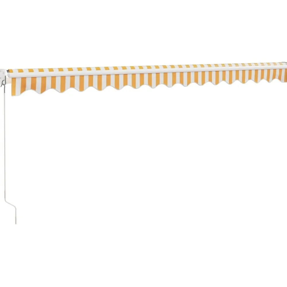 Clearance FinePRICE Sisäänkelattava markiisi keltainen/valkoinen 4,5x3 m kangas/alumiini