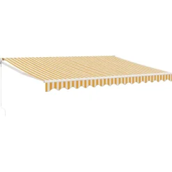 Clearance FinePRICE Sisäänkelattava markiisi keltainen/valkoinen 4,5x3 m kangas/alumiini