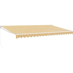 Clearance FinePRICE Sisäänkelattava markiisi keltainen/valkoinen 5x3 m kangas/alumiini