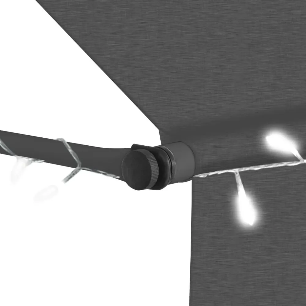 New FinePRICE Sisäänkelattava markiisi ledillä 350 cm antrasiitti