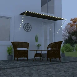 Online FinePRICE Sisäänkelattava markiisi ledillä 350x150 cm antrasiitti