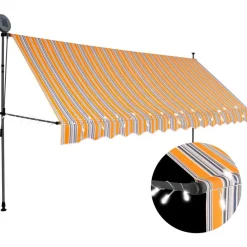 Online FinePRICE Sisäänkelattava markiisi ledillä 400 cm keltainen ja sininen