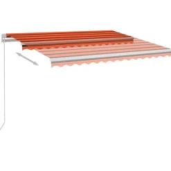 FinePRICE Sisäänkelattava markiisi 2 LEDillä 300x250cm sininen/valkoinen