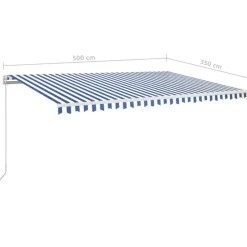 FinePRICE Sisäänkelattava markiisi 2 LEDillä 300x250cm sininen/valkoinen