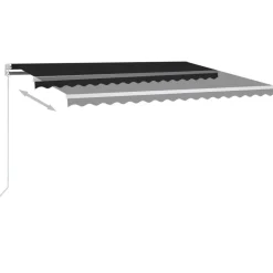 FinePRICE Sisäänkelattava markiisi 2 LEDillä 300x250cm sininen/valkoinen