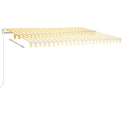 FinePRICE Sisäänkelattava markiisi 2 LEDillä 300x250cm sininen/valkoinen