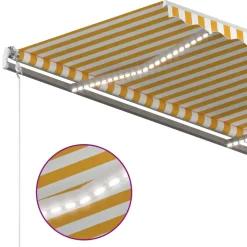 FinePRICE Sisäänkelattava markiisi 2 LEDillä 300x250cm sininen/valkoinen