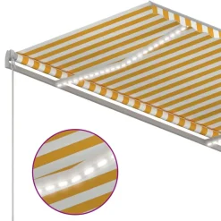 FinePRICE Sisäänkelattava markiisi 2 LEDillä 300x250cm sininen/valkoinen