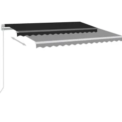 FinePRICE Sisäänkelattava markiisi 2 LEDillä 300x250cm sininen/valkoinen