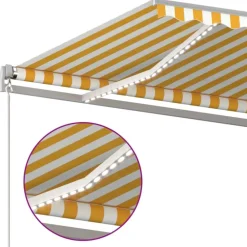 FinePRICE Sisäänkelattava markiisi 2 LEDillä 300x250cm sininen/valkoinen