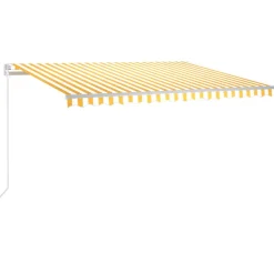 FinePRICE Sisäänkelattava markiisi 2 LEDillä 300x250cm sininen/valkoinen