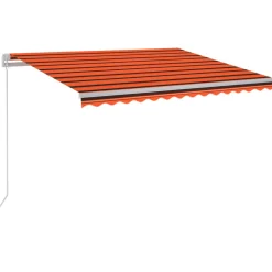 FinePRICE Sisäänkelattava markiisi 2 LEDillä 300x250cm sininen/valkoinen