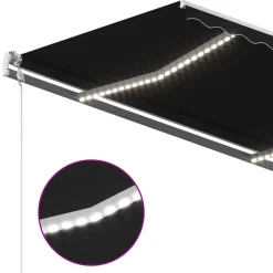 FinePRICE Sisäänkelattava markiisi 2 LEDillä 300x250cm sininen/valkoinen