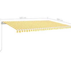 FinePRICE Sisäänkelattava markiisi 2 LEDillä 300x250cm sininen/valkoinen