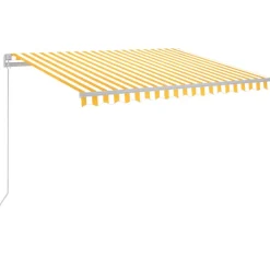 FinePRICE Sisäänkelattava markiisi 2 LEDillä 300x250cm sininen/valkoinen