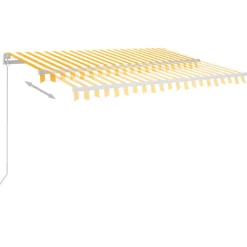 FinePRICE Sisäänkelattava markiisi 2 LEDillä 300x250cm sininen/valkoinen
