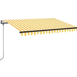 Outlet FinePRICE Sisäänkelattava markiisi 2 LED/tuulisensori 300x250 cm sininen/valkoinen