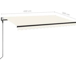 Outlet FinePRICE Sisäänkelattava markiisi 2 LED/tuulisensori 300x250 cm sininen/valkoinen