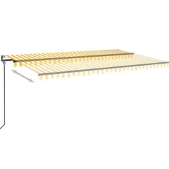 Outlet FinePRICE Sisäänkelattava markiisi 2 LED/tuulisensori 300x250 cm sininen/valkoinen