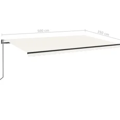 Outlet FinePRICE Sisäänkelattava markiisi 2 LED/tuulisensori 300x250 cm sininen/valkoinen