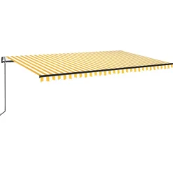 Outlet FinePRICE Sisäänkelattava markiisi 2 LED/tuulisensori 300x250 cm sininen/valkoinen