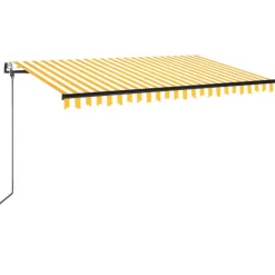 Outlet FinePRICE Sisäänkelattava markiisi 2 LED/tuulisensori 300x250 cm sininen/valkoinen
