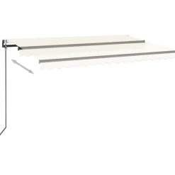 Outlet FinePRICE Sisäänkelattava markiisi 2 LED/tuulisensori 300x250 cm sininen/valkoinen