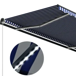 Best FinePRICE Sisäänkelattava markiisi LED/tuulisensori 300x250cm keltainen/valkoinen