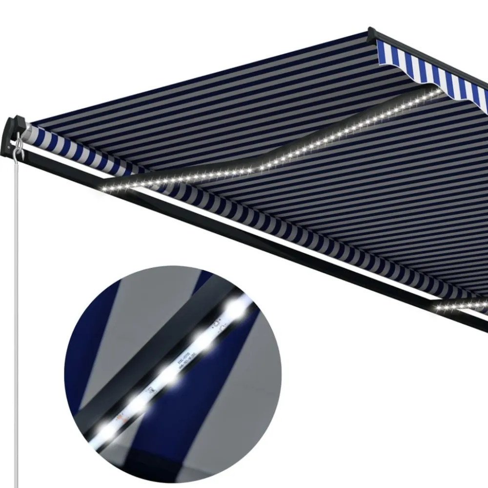 Best FinePRICE Sisäänkelattava markiisi LED/tuulisensori 300x250cm keltainen/valkoinen