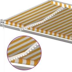 Best FinePRICE Sisäänkelattava markiisi LED/tuulisensori 300x250cm keltainen/valkoinen