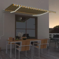 Best FinePRICE Sisäänkelattava markiisi LED/tuulisensori 300x250cm keltainen/valkoinen