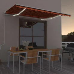 Best FinePRICE Sisäänkelattava markiisi LED/tuulisensori 300x250cm keltainen/valkoinen