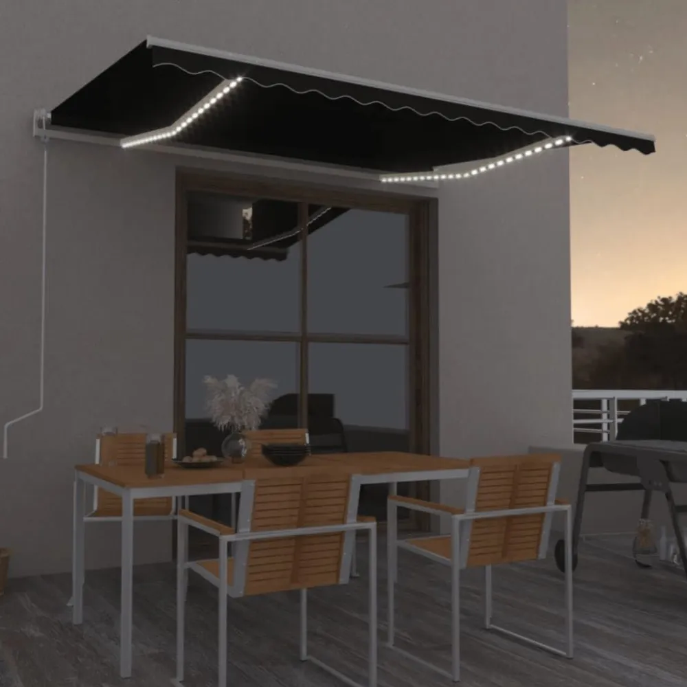 Best FinePRICE Sisäänkelattava markiisi LED/tuulisensori 300x250cm keltainen/valkoinen