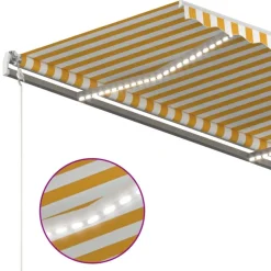 Best FinePRICE Sisäänkelattava markiisi LED/tuulisensori 300x250cm keltainen/valkoinen
