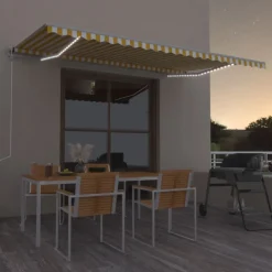 Best FinePRICE Sisäänkelattava markiisi LED/tuulisensori 300x250cm keltainen/valkoinen
