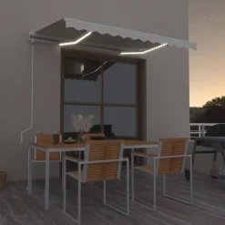 Best FinePRICE Sisäänkelattava markiisi LED/tuulisensori 300x250cm keltainen/valkoinen
