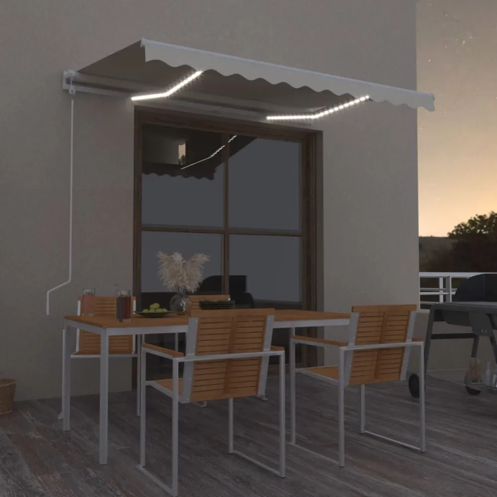 Best FinePRICE Sisäänkelattava markiisi LED/tuulisensori 300x250cm keltainen/valkoinen