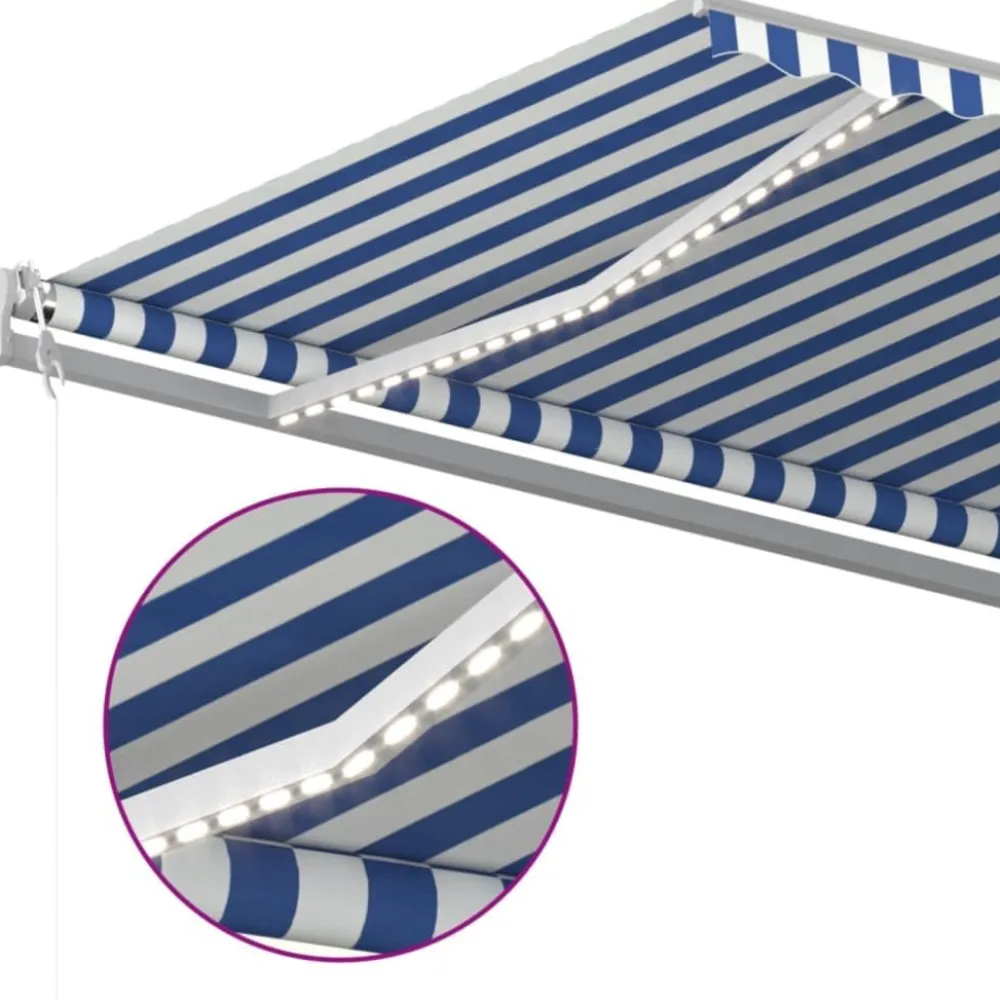 Best FinePRICE Sisäänkelattava markiisi LED/tuulisensori 300x250cm keltainen/valkoinen