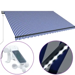 Best FinePRICE Sisäänkelattava markiisi LED/tuulisensori 300x250cm keltainen/valkoinen