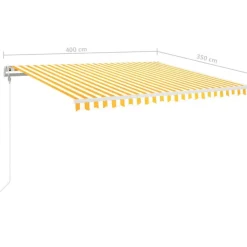 Best FinePRICE Sisäänkelattava markiisi LED/tuulisensori 300x250cm keltainen/valkoinen