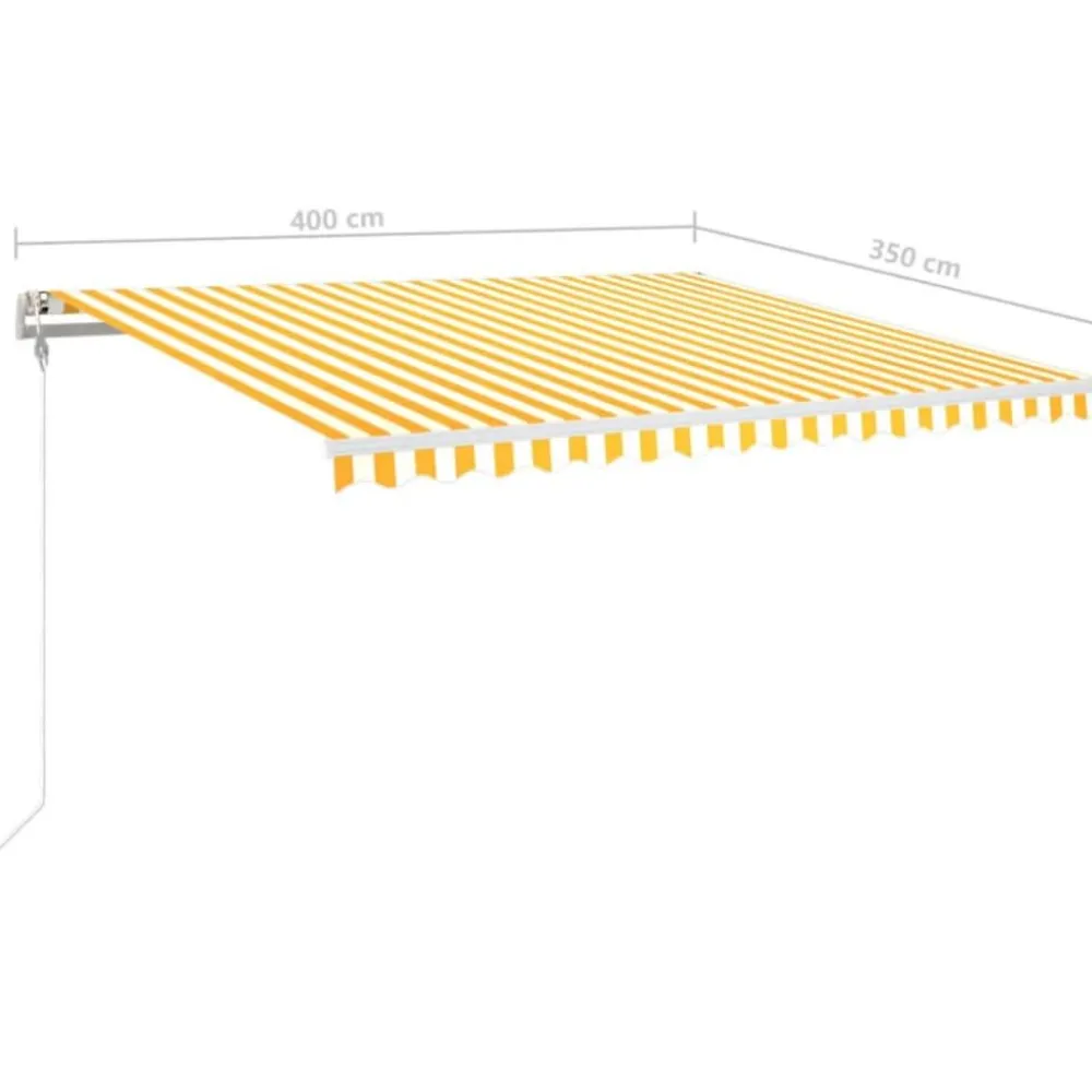 Best FinePRICE Sisäänkelattava markiisi LED/tuulisensori 300x250cm keltainen/valkoinen