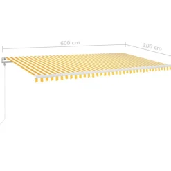 Best FinePRICE Sisäänkelattava markiisi LED/tuulisensori 300x250cm keltainen/valkoinen