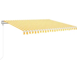 Best FinePRICE Sisäänkelattava markiisi LED/tuulisensori 300x250cm keltainen/valkoinen