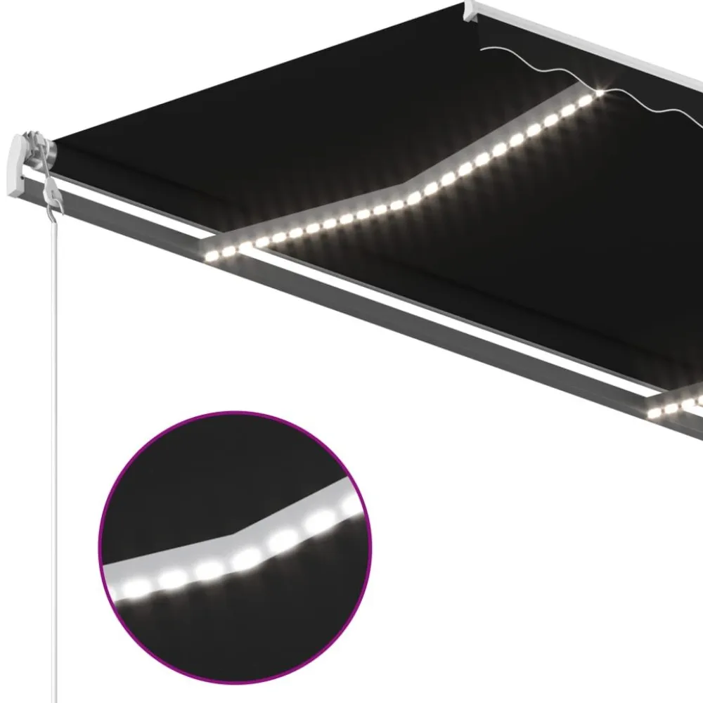 Best FinePRICE Sisäänkelattava markiisi LED/tuulisensori 300x250cm keltainen/valkoinen
